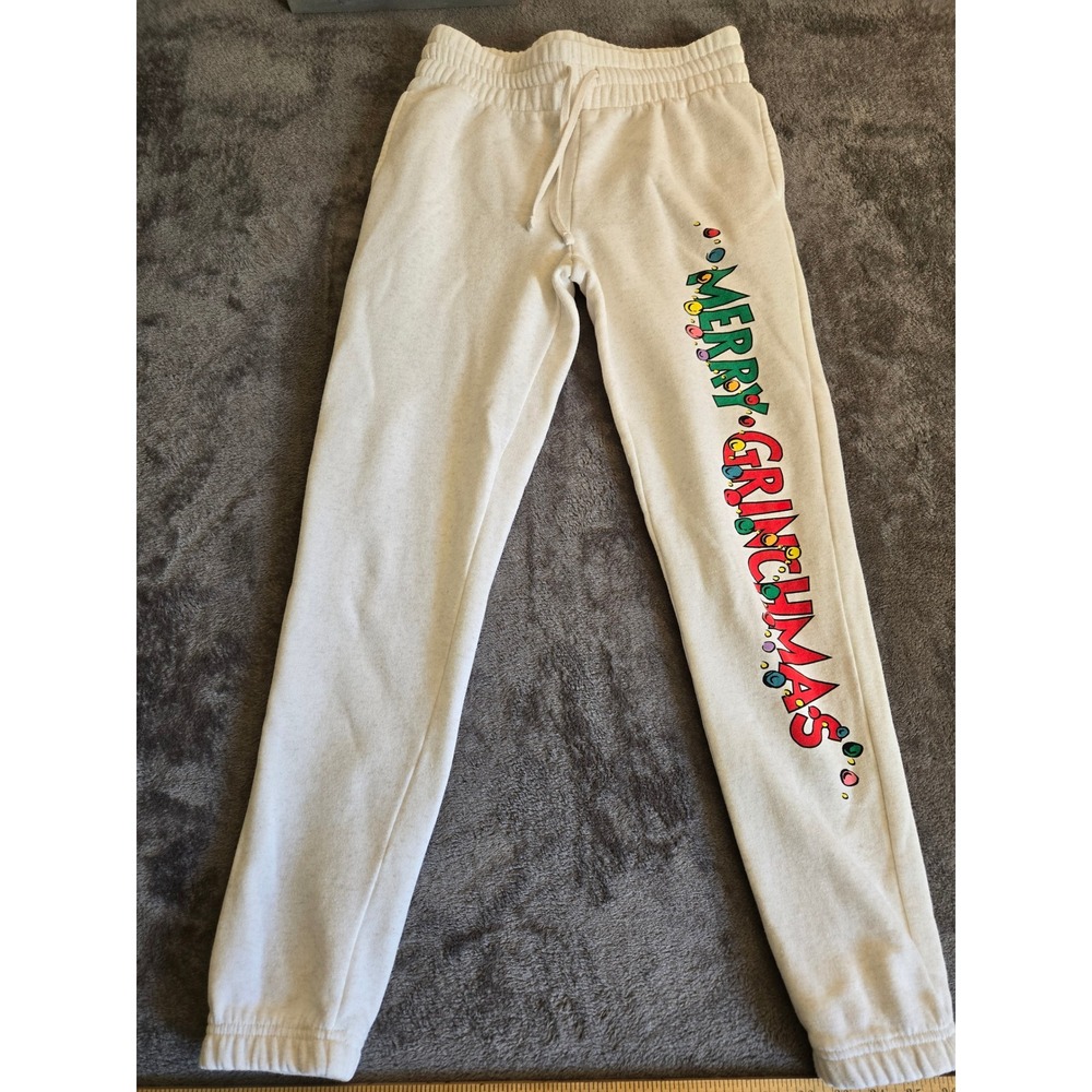 Mad Engine The Grinch Joggers Womens Small Cream Merry Grinchmas Christmas Pants